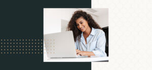 Woman using mortgage management software on laptop
